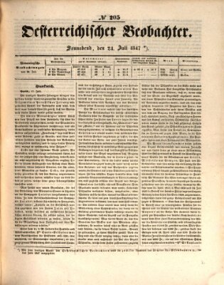 Der Oesterreichische Beobachter Samstag 24. Juli 1847