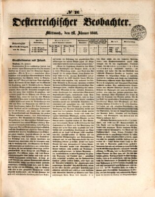 Der Oesterreichische Beobachter Mittwoch 26. Januar 1848