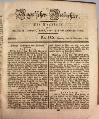 Bayer'scher Beobachter Sonntag 6. September 1829