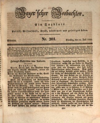 Bayer'scher Beobachter Dienstag 20. Juli 1830