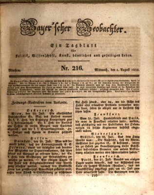 Bayer'scher Beobachter Mittwoch 4. August 1830