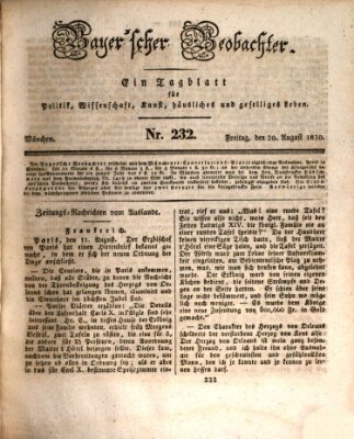 Bayer'scher Beobachter Freitag 20. August 1830