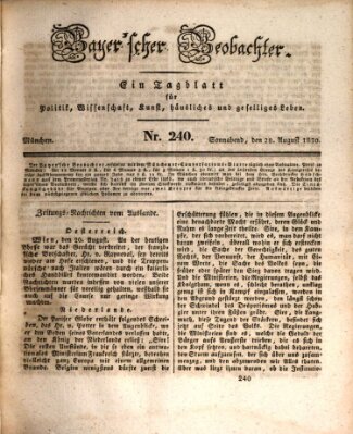 Bayer'scher Beobachter Samstag 28. August 1830
