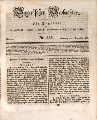 Bayer'scher Beobachter Mittwoch 1. Dezember 1830