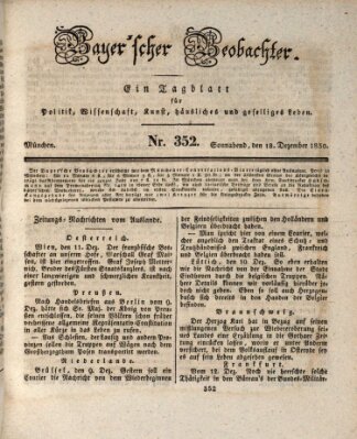 Bayer'scher Beobachter Samstag 18. Dezember 1830