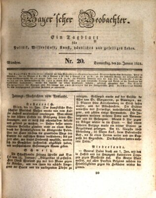 Bayer'scher Beobachter Donnerstag 20. Januar 1831
