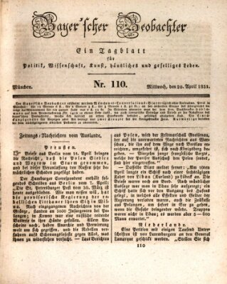 Bayer'scher Beobachter Mittwoch 20. April 1831