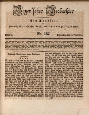 Bayer'scher Beobachter Donnerstag 16. Juni 1831