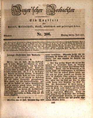 Bayer'scher Beobachter Montag 25. Juli 1831