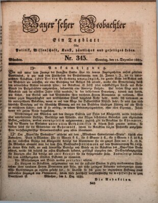 Bayer'scher Beobachter Sonntag 11. Dezember 1831