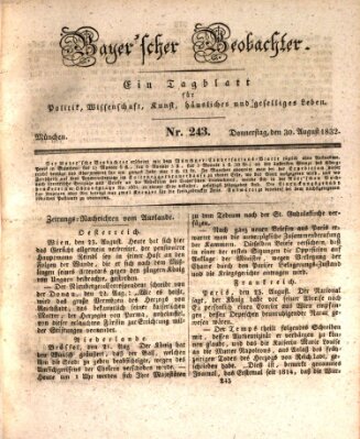 Bayer'scher Beobachter Donnerstag 30. August 1832