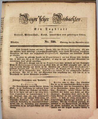Bayer'scher Beobachter Sonntag 25. November 1832