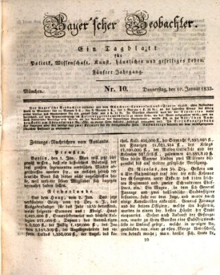 Bayer'scher Beobachter Donnerstag 10. Januar 1833