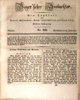Bayer'scher Beobachter Samstag 29. Juni 1833