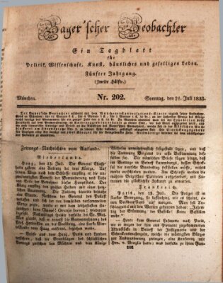 Bayer'scher Beobachter Sonntag 21. Juli 1833