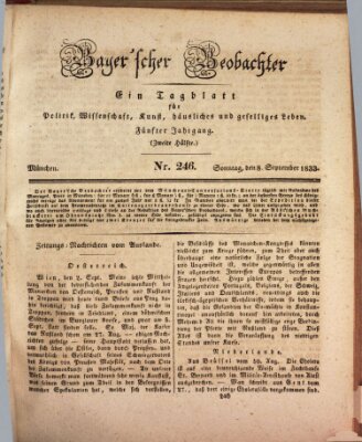 Bayer'scher Beobachter Sonntag 8. September 1833