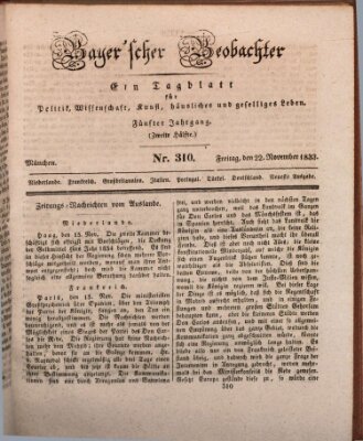 Bayer'scher Beobachter Freitag 22. November 1833