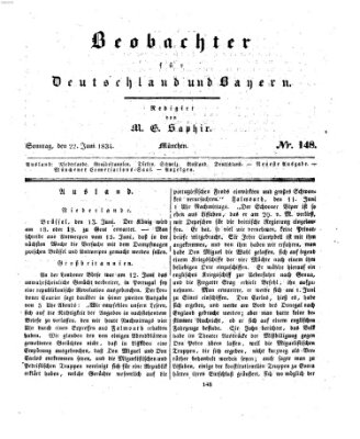 Bayer'scher Beobachter Sonntag 22. Juni 1834