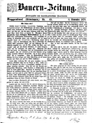 Bauern-Zeitung Dienstag 8. November 1870