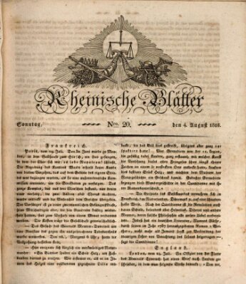 Rheinische Blätter Sonntag 4. August 1816