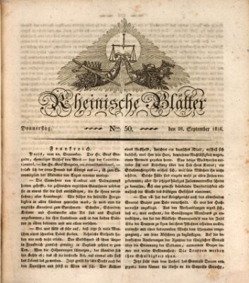 Rheinische Blätter Donnerstag 26. September 1816