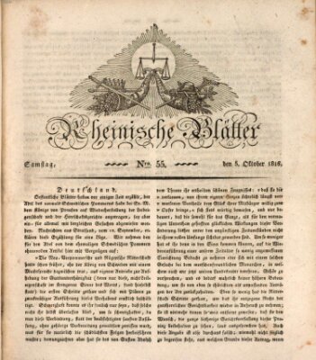 Rheinische Blätter Samstag 5. Oktober 1816