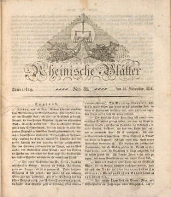 Rheinische Blätter Donnerstag 28. November 1816
