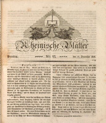 Rheinische Blätter Dienstag 10. Dezember 1816