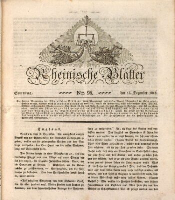Rheinische Blätter Sonntag 15. Dezember 1816