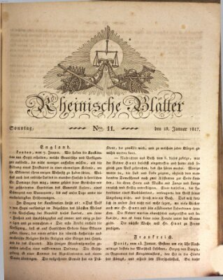 Rheinische Blätter Sonntag 19. Januar 1817