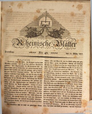 Rheinische Blätter Dienstag 11. März 1817