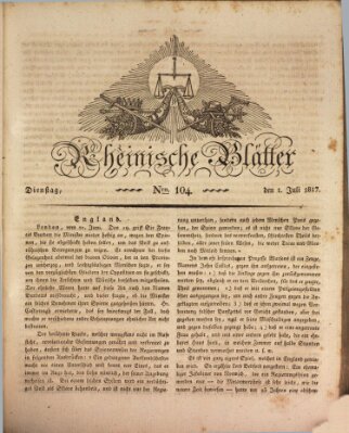 Rheinische Blätter Dienstag 1. Juli 1817