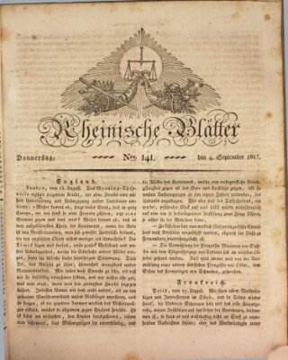 Rheinische Blätter Donnerstag 4. September 1817