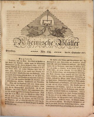 Rheinische Blätter Dienstag 30. September 1817