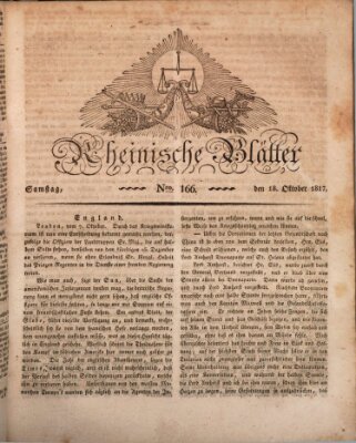 Rheinische Blätter Samstag 18. Oktober 1817