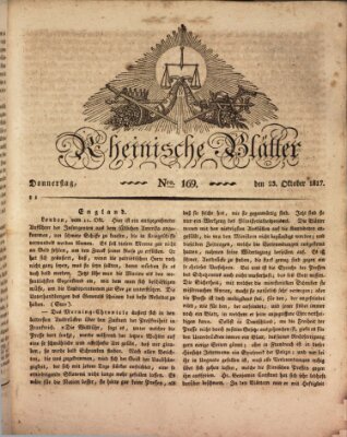 Rheinische Blätter Donnerstag 23. Oktober 1817