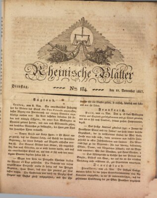 Rheinische Blätter Dienstag 18. November 1817