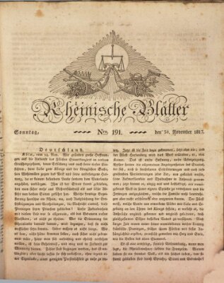 Rheinische Blätter Sonntag 30. November 1817
