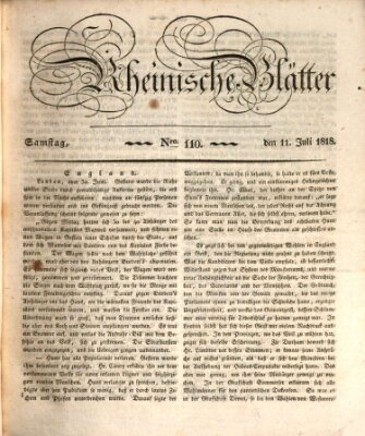 Rheinische Blätter Samstag 11. Juli 1818