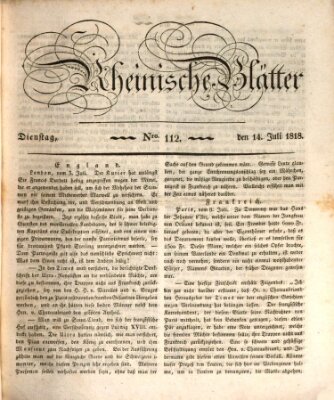 Rheinische Blätter Dienstag 14. Juli 1818