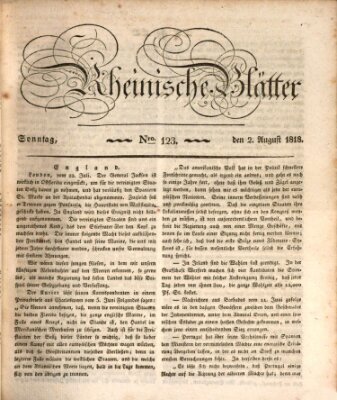 Rheinische Blätter Sonntag 2. August 1818