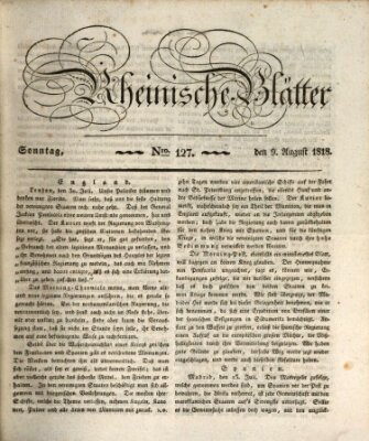 Rheinische Blätter Sonntag 9. August 1818