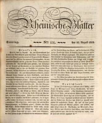 Rheinische Blätter Sonntag 16. August 1818