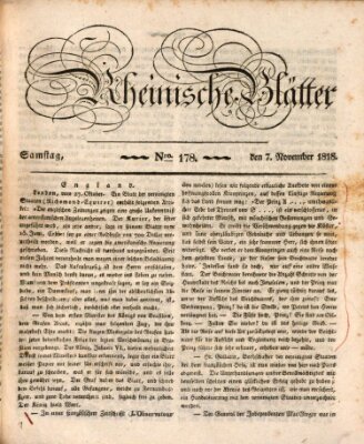 Rheinische Blätter Samstag 7. November 1818