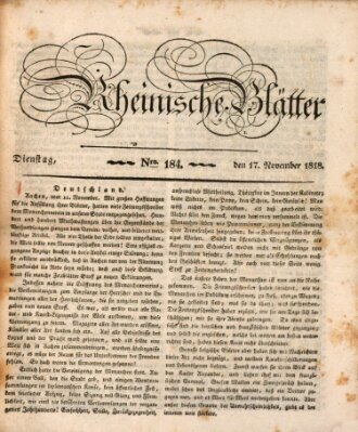 Rheinische Blätter Dienstag 17. November 1818