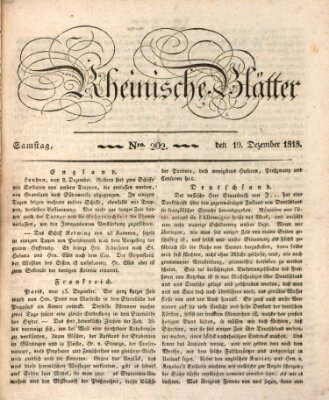Rheinische Blätter Samstag 19. Dezember 1818