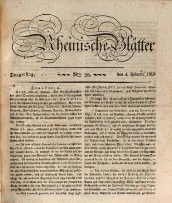 Rheinische Blätter Donnerstag 4. Februar 1819