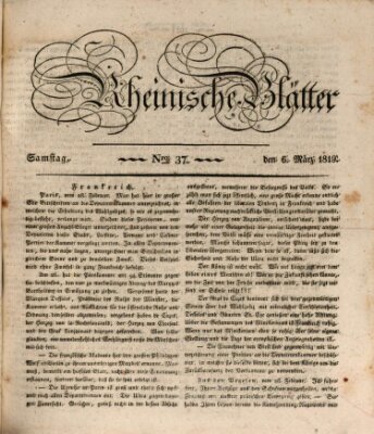 Rheinische Blätter Samstag 6. März 1819