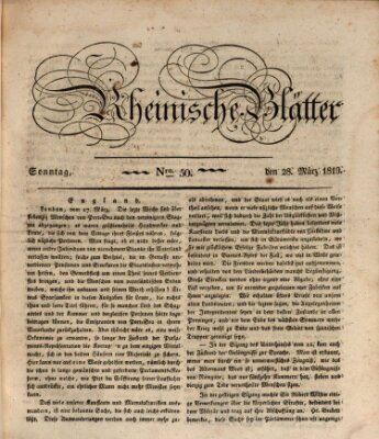 Rheinische Blätter Sonntag 28. März 1819