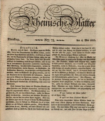 Rheinische Blätter Dienstag 4. Mai 1819